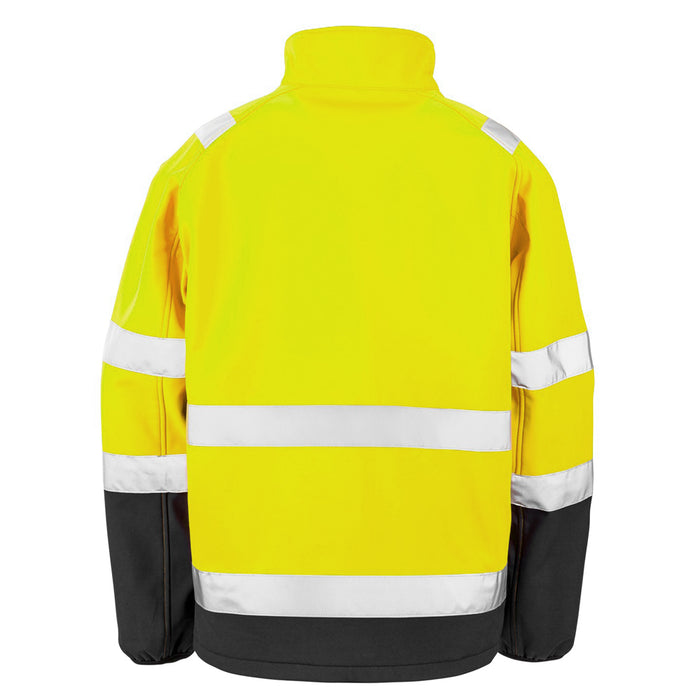 WUNSCHTEXT Softshell Warnjacke / Sicherheitsjacke mit Reißverschluss und Taschen