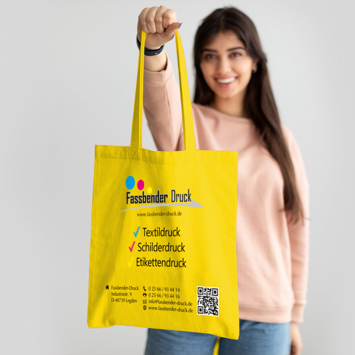 Personalisierte Tragetasche mit Ihrem Logo o. Wunschtext zum selber gestalten | 100% nachhaltige & klimafreundliche Tasche aus Baumwolle