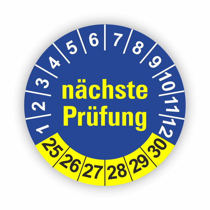 Nächste Prüfung BLAU/GELB Wartungsetiketten / Prüfplaketten / Prüfetiketten