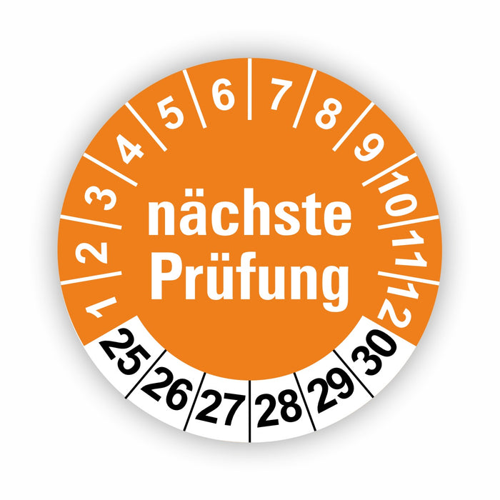 Nächste Prüfung ORANGE Wartungsetiketten / Prüfplaketten / Prüfetiketten