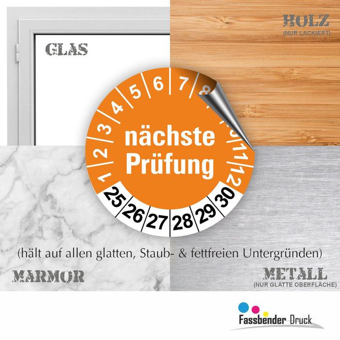 Nächste Prüfung ORANGE Wartungsetiketten / Prüfplaketten / Prüfetiketten
