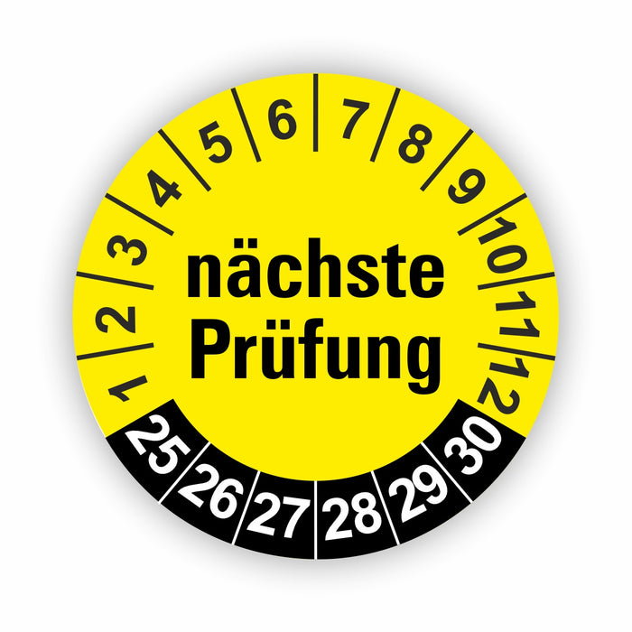 Nächste Prüfung GELB/SCHWARZ Wartungsetiketten / Prüfplaketten / Prüfetiketten