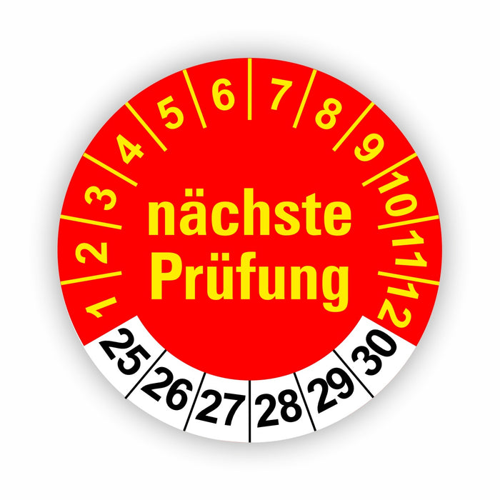 Nächste Prüfung ROT/GELB Wartungsetiketten / Prüfplaketten / Prüfetiketten