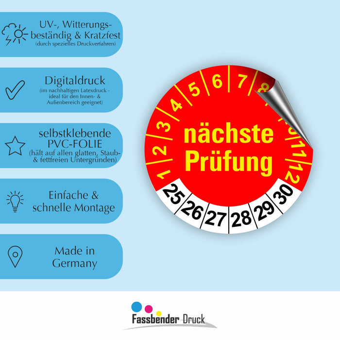 Nächste Prüfung ROT/GELB Wartungsetiketten / Prüfplaketten / Prüfetiketten