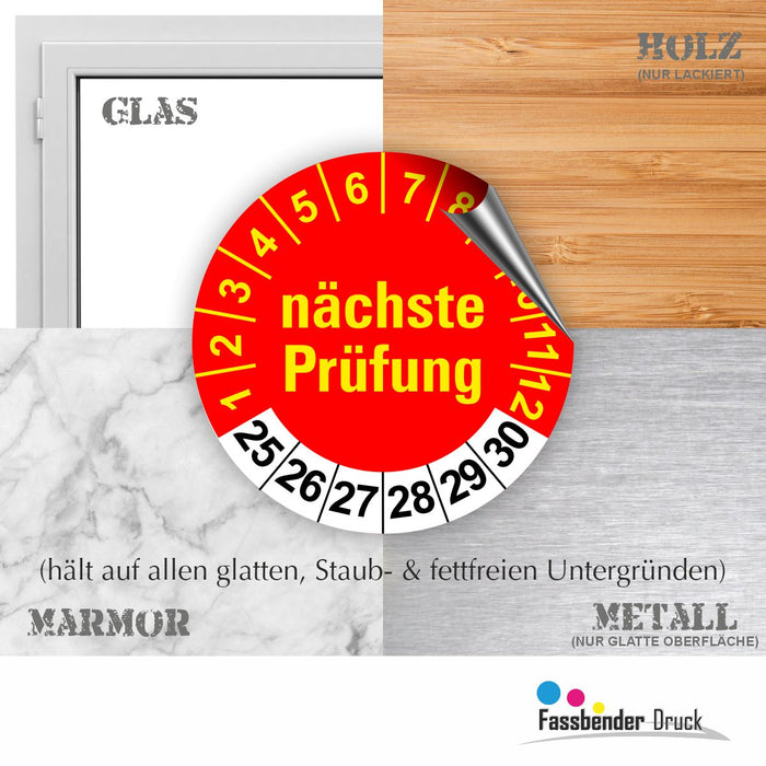 Nächste Prüfung ROT/GELB Wartungsetiketten / Prüfplaketten / Prüfetiketten