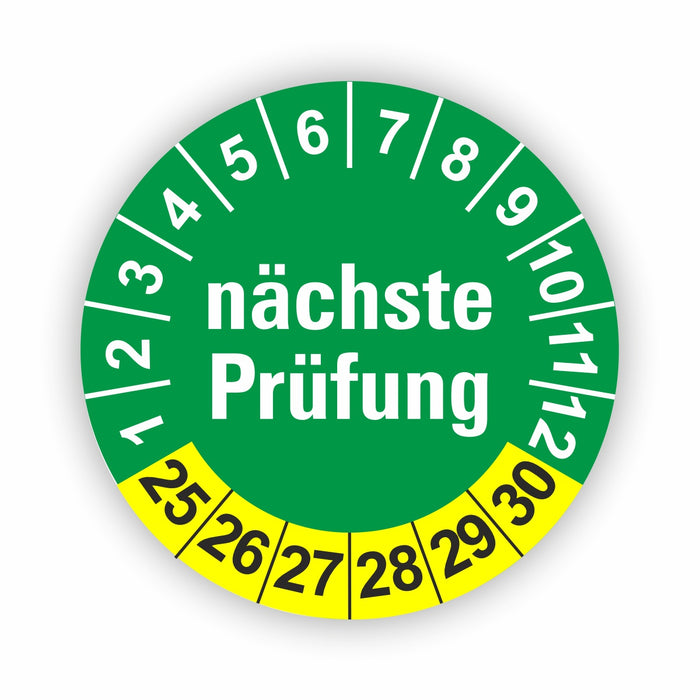 Nächste Prüfung GRÜN/GELB Wartungsetiketten / Prüfplaketten / Prüfetiketten