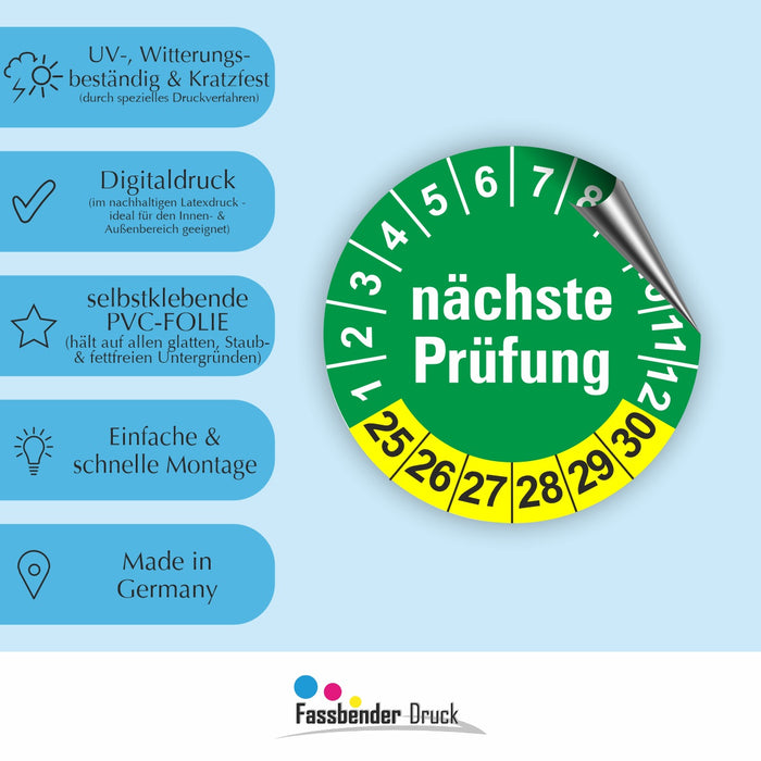 Nächste Prüfung GRÜN/GELB Wartungsetiketten / Prüfplaketten / Prüfetiketten