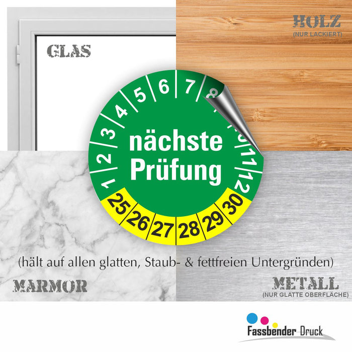 Nächste Prüfung GRÜN/GELB Wartungsetiketten / Prüfplaketten / Prüfetiketten