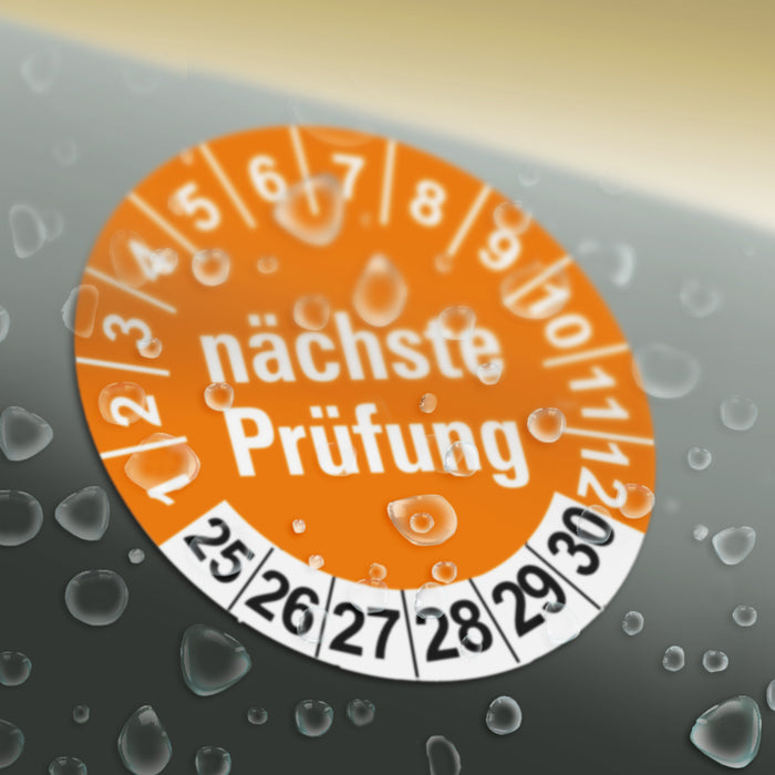 Nächste Prüfung ORANGE Wartungsetiketten / Prüfplaketten / Prüfetiketten