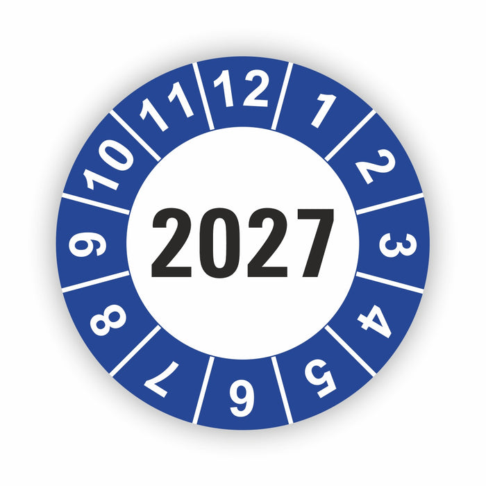 Jahresplakette 2027 Wartungsetiketten / Prüfplaketten / Prüfetiketten
