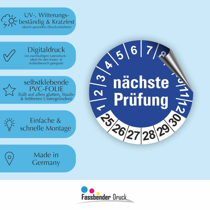 Nächste Prüfung BLAU Wartungsetiketten / Prüfplaketten / Prüfetiketten