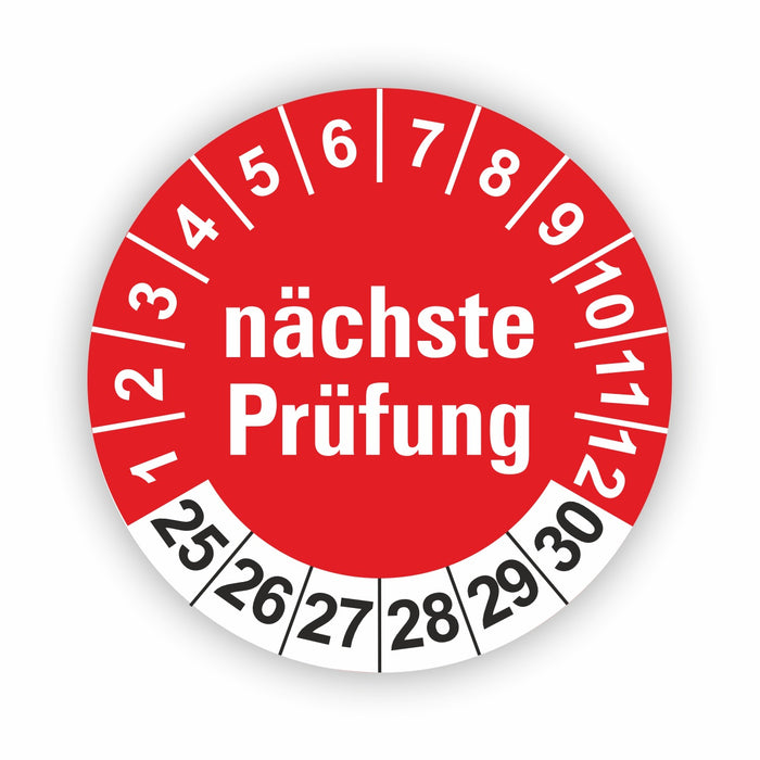 Nächste Prüfung ROT Wartungsetiketten / Prüfplaketten / Prüfetiketten