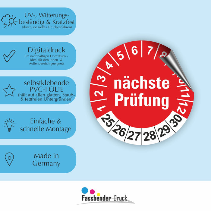 Nächste Prüfung ROT Wartungsetiketten / Prüfplaketten / Prüfetiketten