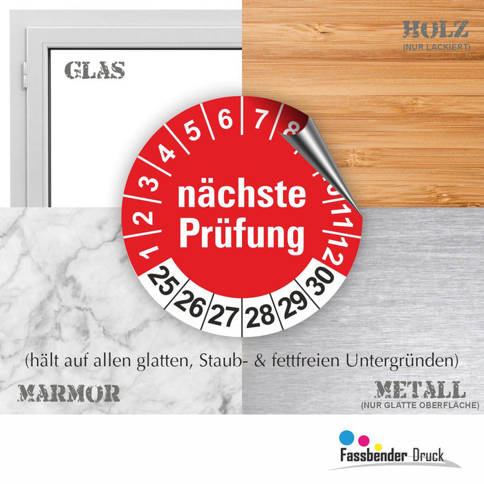 Nächste Prüfung ROT Wartungsetiketten / Prüfplaketten / Prüfetiketten