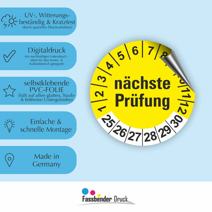 Nächste Prüfung GELB Wartungsetiketten / Prüfplaketten / Prüfetiketten
