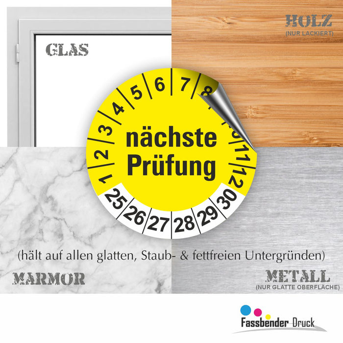 Nächste Prüfung GELB Wartungsetiketten / Prüfplaketten / Prüfetiketten