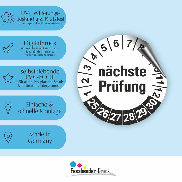 Geprüft WEIß Wartungsetiketten / Prüfplaketten / Prüfetiketten