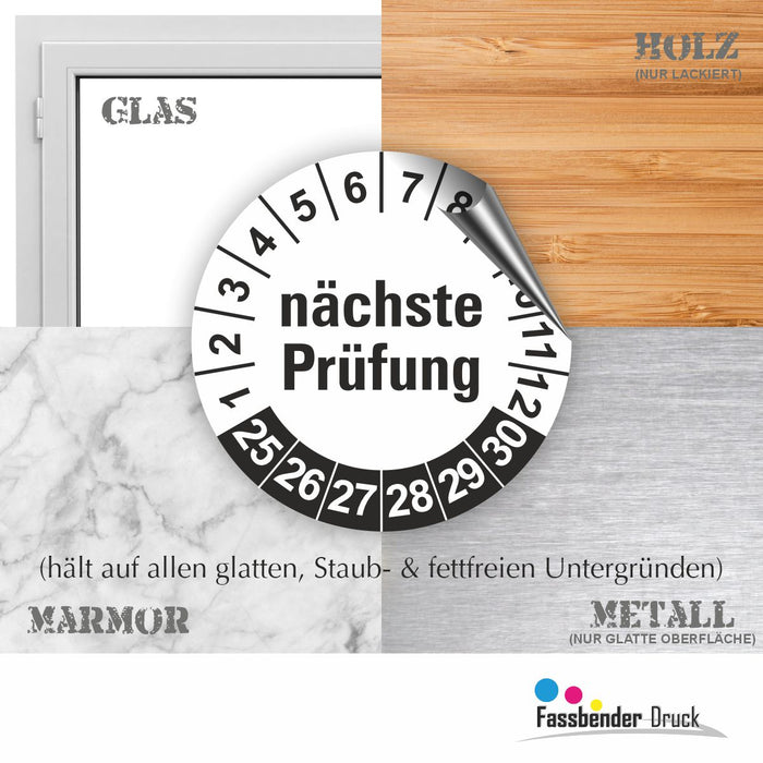 Geprüft WEIß Wartungsetiketten / Prüfplaketten / Prüfetiketten