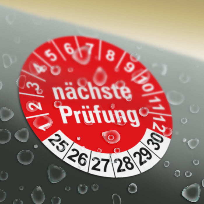 Nächste Prüfung ROT Wartungsetiketten / Prüfplaketten / Prüfetiketten