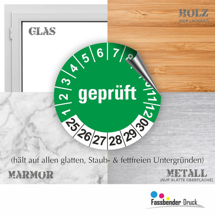 GEPRÜFT Wartungsetiketten / Prüfplaketten / Prüfetiketten