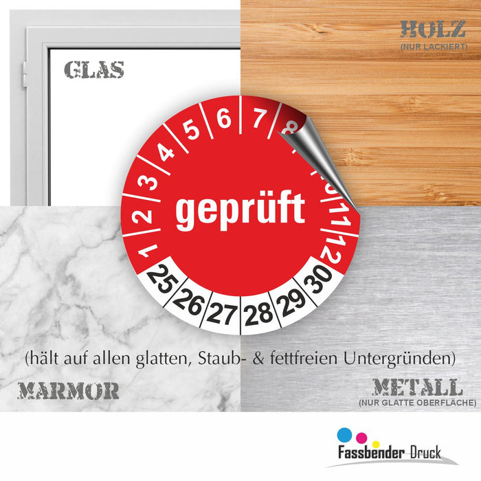 GEPRÜFT Wartungsetiketten / Prüfplaketten / Prüfetiketten