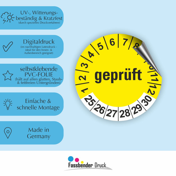 GEPRÜFT Wartungsetiketten / Prüfplaketten / Prüfetiketten