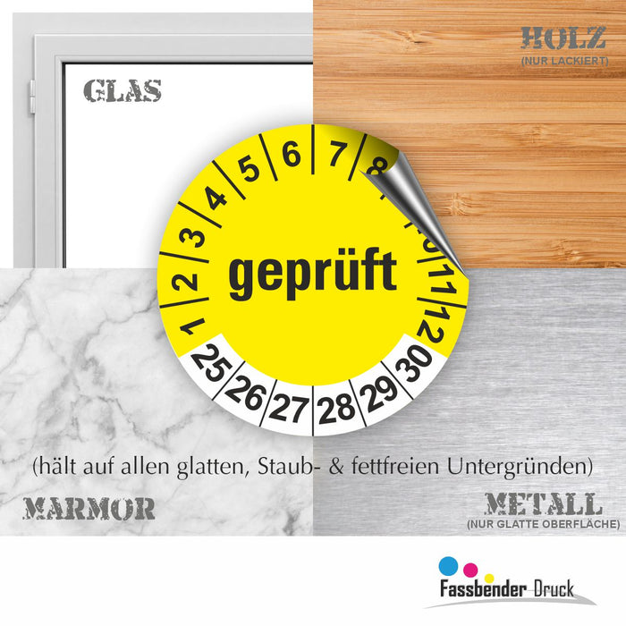 GEPRÜFT Wartungsetiketten / Prüfplaketten / Prüfetiketten
