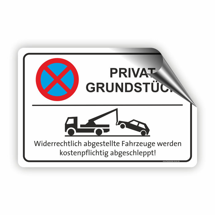 PV-002 PRIVATGRUNDSTÜCK | Parken verboten Hinweis | Absolutes Parkverbot für Ihren Privatparkplatz