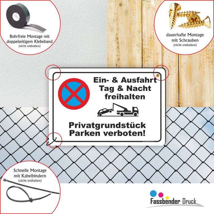 PV-009 Ein- und Ausfahrt freihalten | Parken verboten Hinweis | Absolutes Parkverbot für Ihr Privatgrundstück