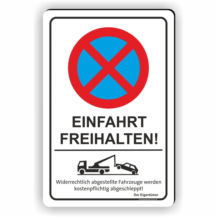 PV-010 Einfahrt freihalten Schild Hochformat – Parken verboten Privat mit Abschleppwarnung
