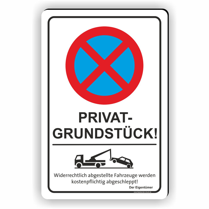 PV-011 Privatgrundstück Schild – Parkverbot mit Abschleppsymbol Hochformat