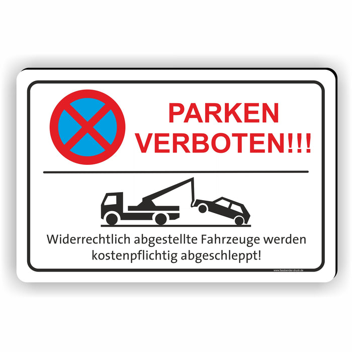 PV-025 Parken verboten Schild Rot – Privatparkplatz mit Abschleppgrafik
