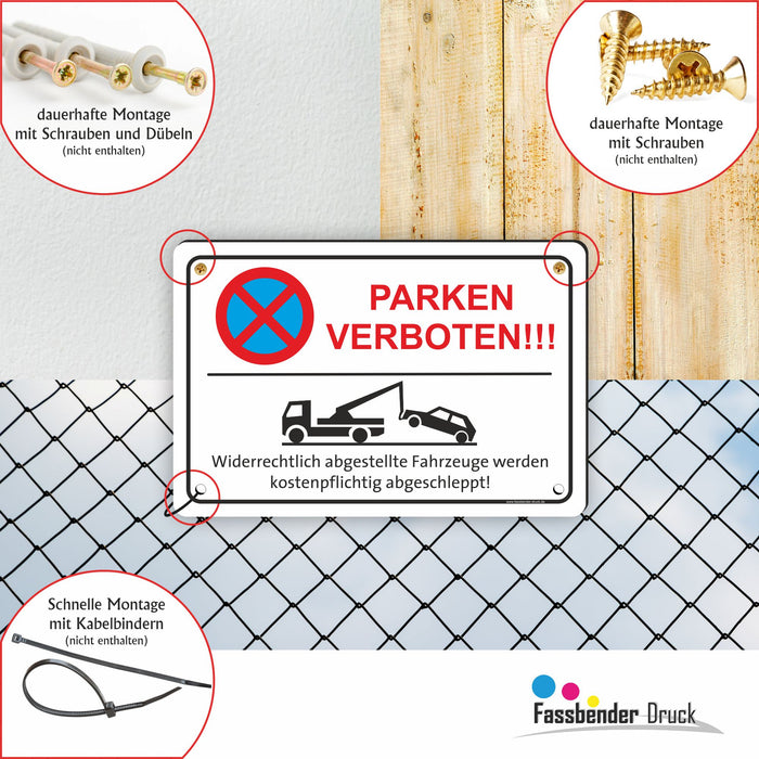 PV-025 PARKEN VERBOTEN (rot) | Parken verboten Hinweis | Absolutes Parkverbot für Ihren PARKPLATZ