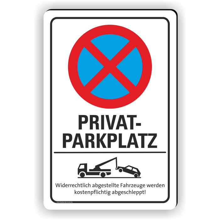 PV-030 Schild Privatparkplatz Hochformat – Parken verboten mit Abschleppwarnung