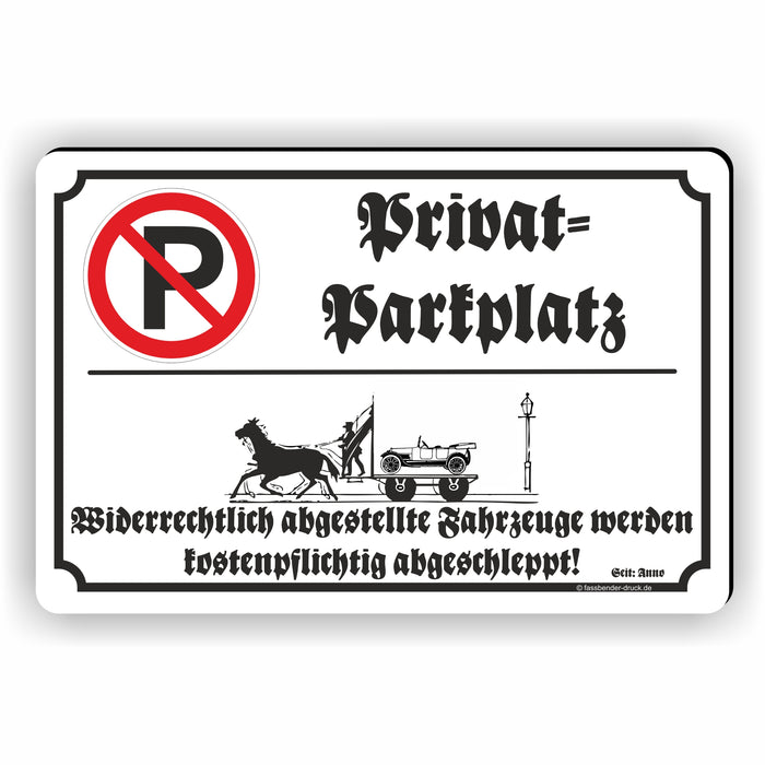 PV-034 Vintage Privatparkplatz Schild – Parken verboten im Retro-Stil