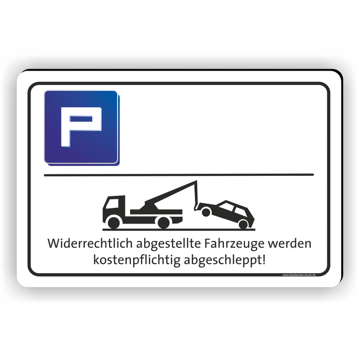 Parkplatz mit Wunschtext zum selber gestalten