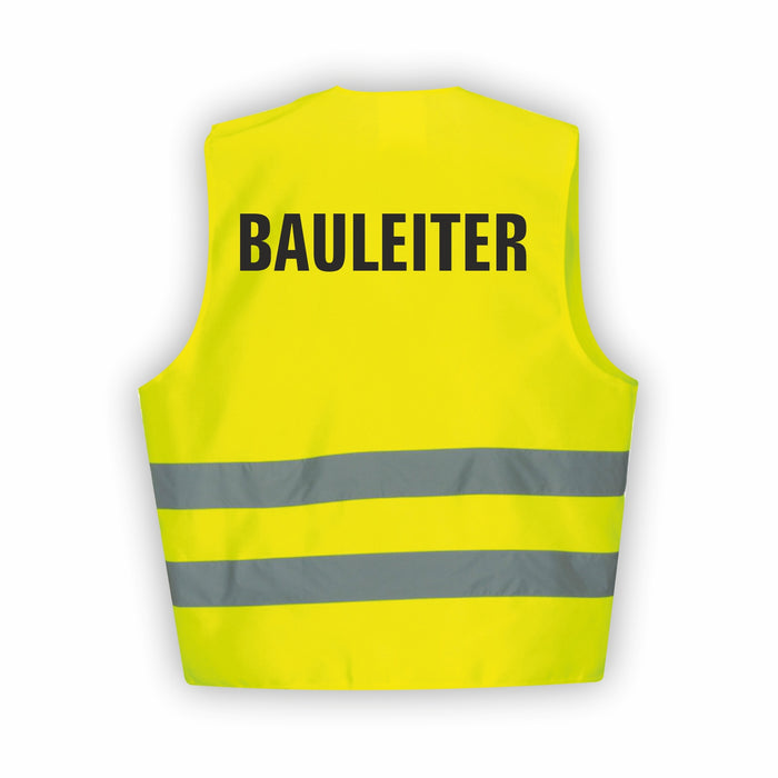 BAULEITER Warnweste | Signalweste | Sicherheitsweste nach ISO 20471 | 6 Farben + 3 Größen