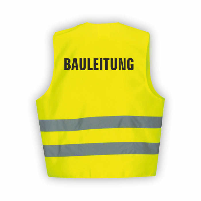 BAULEITUNG Warnweste | Signalweste | Sicherheitsweste nach ISO 20471 | 6 Farben + 3 Größen