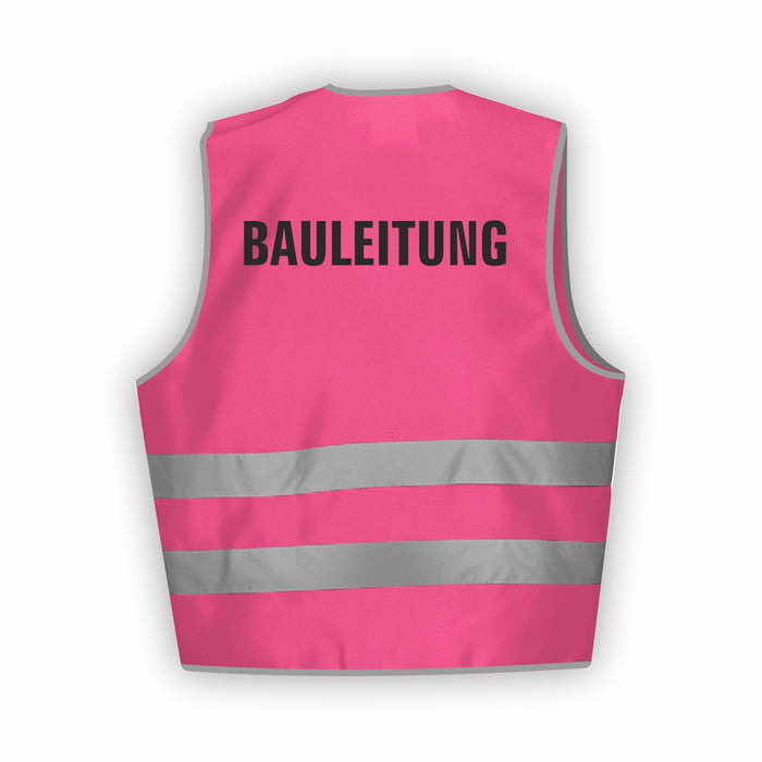 BAULEITUNG Warnweste | Signalweste | Sicherheitsweste nach ISO 20471 | 6 Farben + 3 Größen