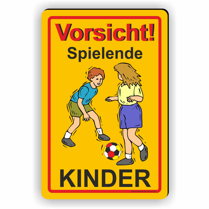 D-002 - VORSICHT! Spielende Kinder - SCHILD