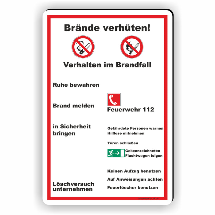 Brände verhüten - Verhaltensregeln in Brandfall