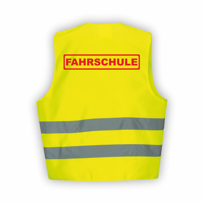 FAHRSCHULE Warnweste | Signalweste | Sicherheitsweste nach ISO 20471 | 6 Farben + 3 Größen