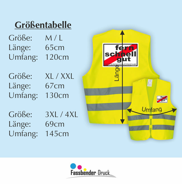 FERNSCHNELLGUT Warnweste | Signalweste | Sicherheitsweste n. DIN ISO 20471
