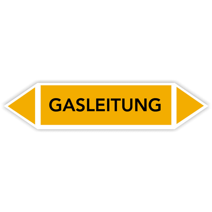 Rohrleitungskennzeichen GASLEITUNG nach DIN EN 2403:2014-06 und TRGS 201 mit 2 spitzen zum selber ausrichten