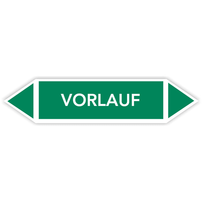 Rohrleitungskennzeichen VORLAUF nach DIN EN 2403:2014-06 und TRGS 201- mit 2 spitzen zum selber ausrichten