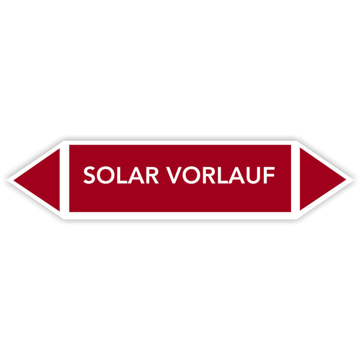 Rohrleitungskennzeichen SOLAR VORLAUF nach DIN EN 2403:2014-06 und TRGS 201- mit 2 spitzen zum selber ausrichten