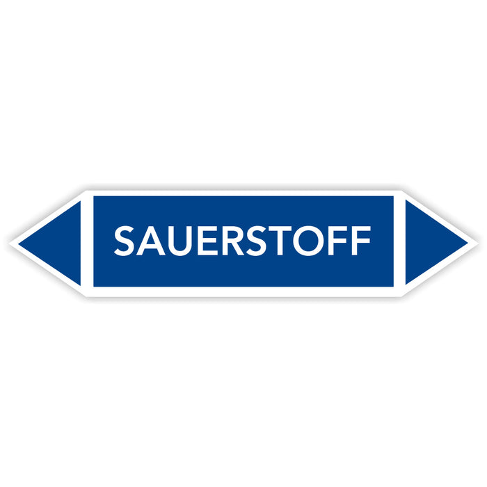 Rohrleitungskennzeichen SAUERSTOFF nach DIN EN 2403:2014-06 und TRGS 201- mit 2 spitzen zum selber ausrichten