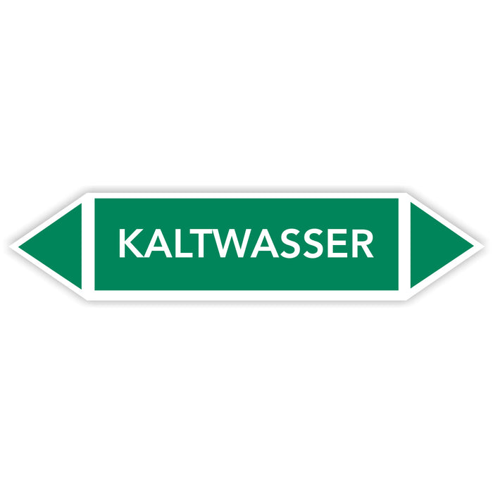 Rohrleitungskennzeichen KALTWASSER nach DIN EN 2403:2014-06 und TRGS 201- mit 2 spitzen zum selber ausrichten