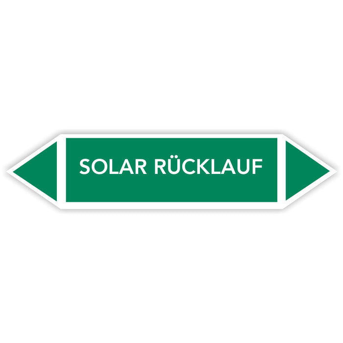 Rohrleitungskennzeichen SOLAR RÜCKLAUF nach DIN EN 2403:2014-06 und TRGS 201- mit 2 spitzen zum selber ausrichten