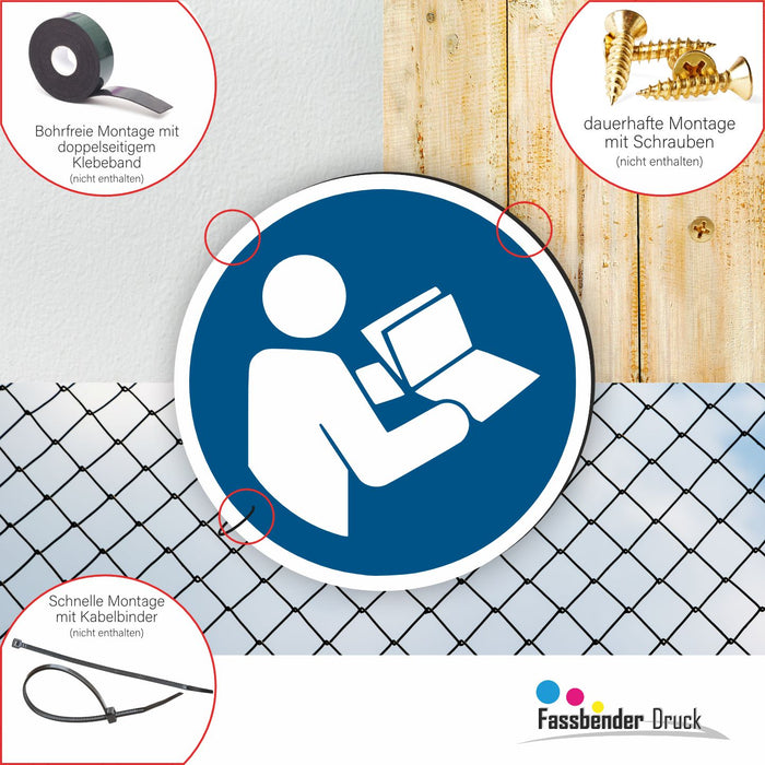 Gebotszeichen Gebrauchsanweisung beachten RUND (M002) nach DIN EN ISO 7010